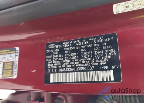 2019 Hyundai Tucson Value из США, поврежденный, VIN KM8J33A41KU865307